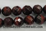 CTE705 15.5 inches 14mm faceted round red tiger eye beads