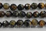 CTE721 15.5 inches 6mm faceted round yellow & blue tiger eye beads