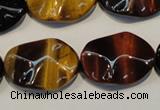 CTE802 15.5 inches 18*25mm wavy oval colorful tiger eye beads