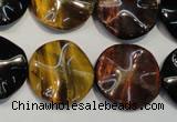 CTE806 15.5 inches 20mm wavy coin colorful tiger eye beads