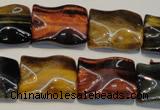 CTE810 15.5 inches 15*20mm wavy rectangle colorful tiger eye beads