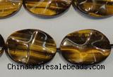 CTE832 15.5 inches 18*25mm wavy oval yellow tiger eye beads