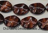 CTE858 15.5 inches 13*18mm wavy oval red tiger eye beads