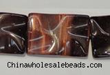 CTE867 15.5 inches 20*30mm wavy rectangle red tiger eye beads