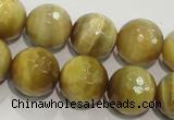 CTE904 15.5 inches 12mm faceted round golden tiger eye beads