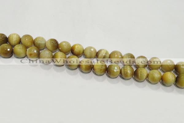 CTE904 15.5 inches 12mm faceted round golden tiger eye beads