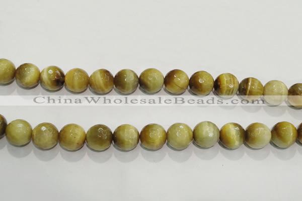 CTE905 15.5 inches 14mm faceted round golden tiger eye beads