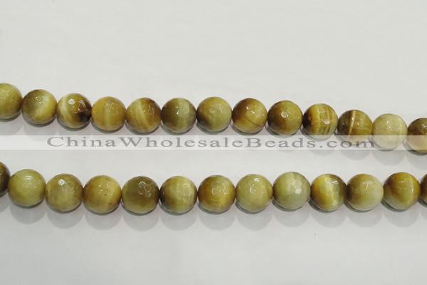 CTE906 15.5 inches 16mm faceted round golden tiger eye beads