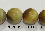 CTE907 15.5 inches 18mm faceted round golden tiger eye beads