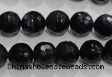 CTE924 15.5 inches 12mm faceted round silver tiger eye beads