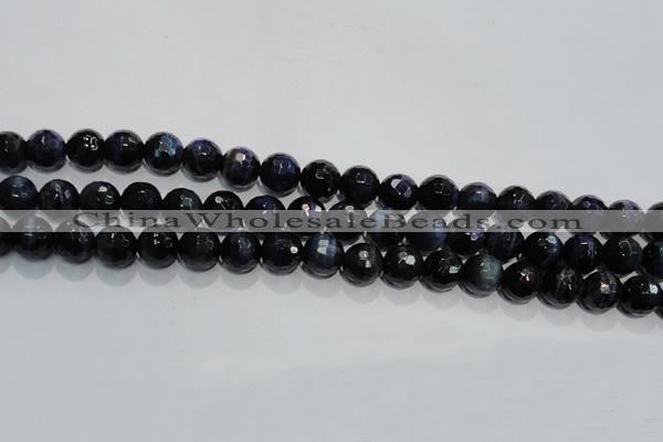 CTE935 15.5 inches 14mm faceted round dyed blue tiger eye beads