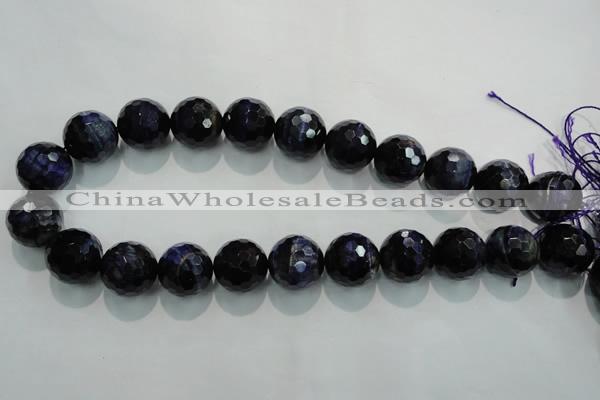 CTE936 15.5 inches 16mm faceted round dyed blue tiger eye beads