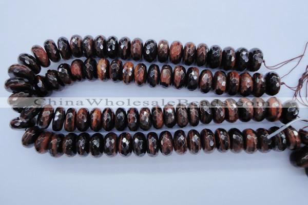 CTE94 15.5 inches 10*18mm faceted rondelle red tiger eye beads