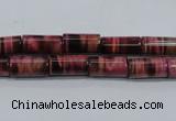 CTE988 15.5 inches 6*12mm tube dyed red tiger eye beads wholesale