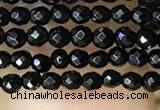 CTG1010 15.5 inches 2mm faceted round tiny black agate beads