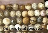 CTG1040 15.5 inches 2mm faceted round tiny picture jasper beads