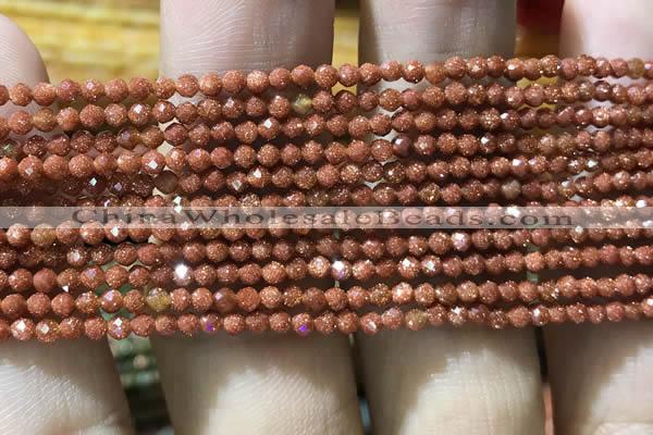 CTG1066 15.5 inches 2mm faceted round tiny goldstone beads