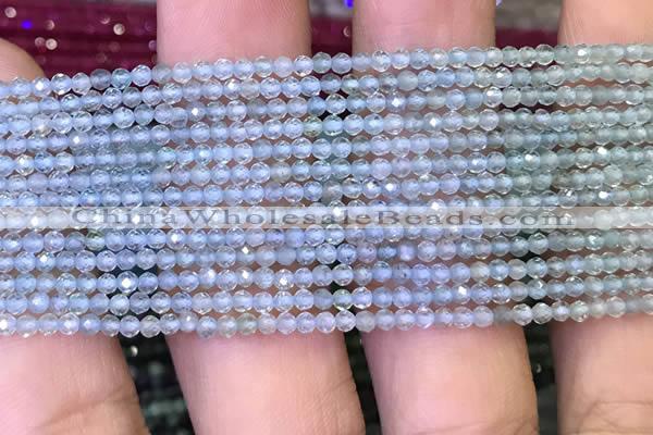 CTG1092 15.5 inches 2mm faceted round tiny quartz glass beads