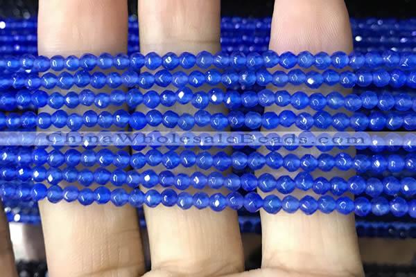 CTG1114 15.5 inches 3mm faceted round tiny blue agate beads
