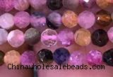 CTG1138 15.5 inches 3mm faceted round tiny tourmaline beads