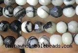 CTG1161 15.5 inches 3mm faceted round tiny black water jasper beads