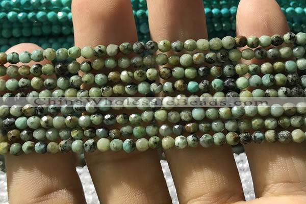 CTG1178 15.5 inches 3mm faceted round tiny African turquoise beads