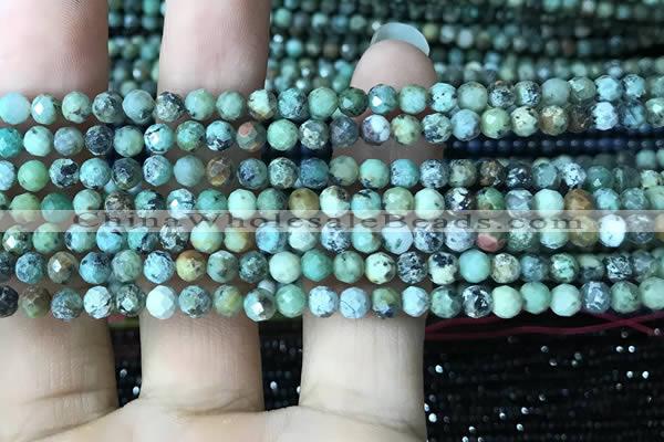 CTG1212 15.5 inches 4mm faceted round tiny African turquoise beads