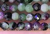 CTG1315 15.5 inches 3mm faceted round ruby zoisite beads