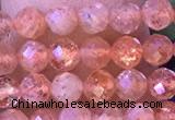 CTG1319 15.5 inches 4mm faceted round golden sunstone beads