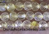 CTG1361 15.5 inches 3mm faceted round golden rutilated quartz beads