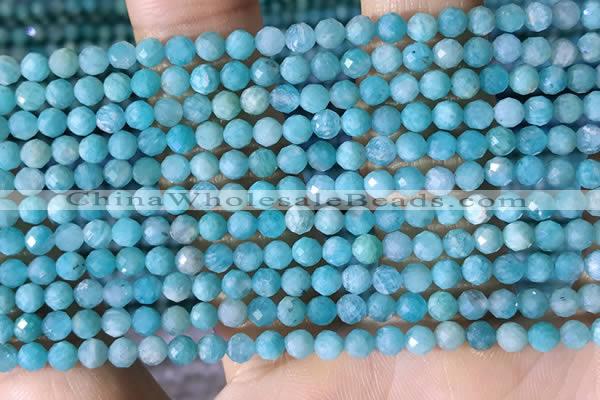 CTG1392 15.5 inches 3mm faceted round tiny amazonite beads