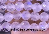 CTG1394 15.5 inches 4mm faceted round tiny white moonstone beads