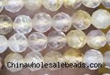 CTG1489 15.5 inches 3mm faceted round golden rutilated quartz beads