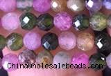 CTG1511 15.5 inches 3mm faceted round tourmaline beads wholesale