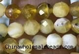 CTG1558 15.5 inches 4mm faceted round yellow opal beads
