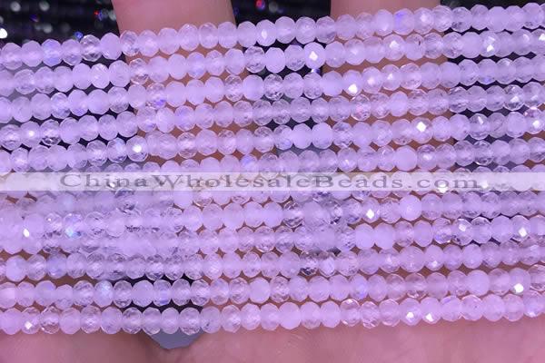 CTG1603 2.5*3.5mm faceted rondelle tiny white moonstone beads