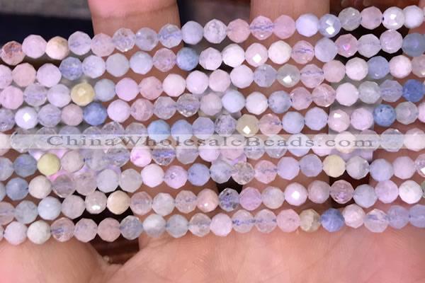 CTG1606 15.5 inches 4mm faceted round tiny morganite beads
