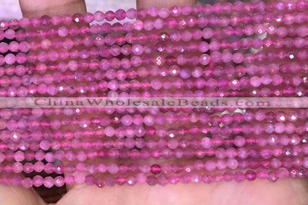 CTG1639 15.5 inches 2.5mm faceted round tiny pink tourmaline beads