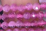 CTG1640 15.5 inches 3mm faceted round tiny pink tourmaline beads