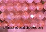 CTG1647 15.5 inches 3mm faceted round tiny strawberry quartz beads