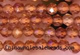 CTG1650 15.5 inches 3mm faceted round tiny orange garnet beads