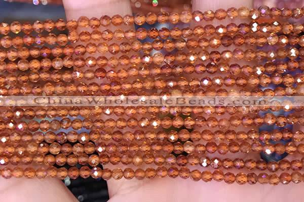 CTG1650 15.5 inches 3mm faceted round tiny orange garnet beads