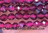 CTG1652 15.5 inches 3mm faceted round tiny red garnet beads