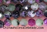 CTG1673 15.5 inches 3mm faceted round tiny ruby zoisite beads