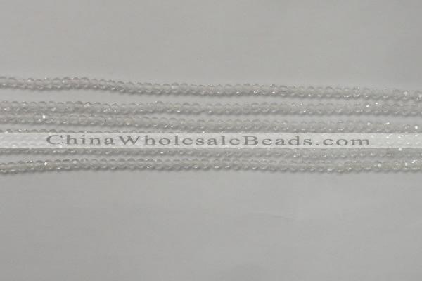 CTG202 15.5 inches 3mm faceted round tiny white crystal beads