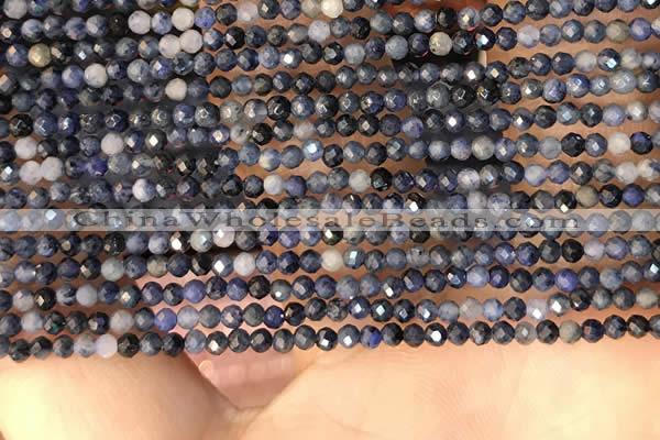 CTG2137 15 inches 2mm,3mm faceted round blue dumortierite beads