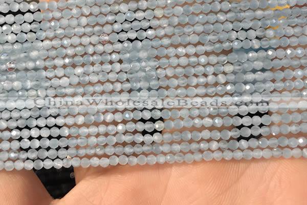CTG2145 15 inches 2mm,3mm faceted round aquamarine gemstone beads