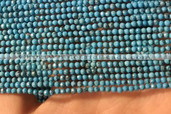 CTG2151 15 inches 2mm,3mm faceted round synthetic turquoise beads