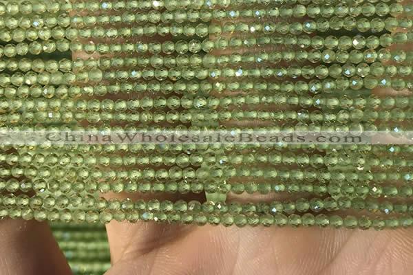 CTG2157 15 inches 2mm,3mm faceted round olive quartz gemstone beads