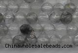 CTG220 15.5 inches 3mm faceted round tiny cloudy quartz beads